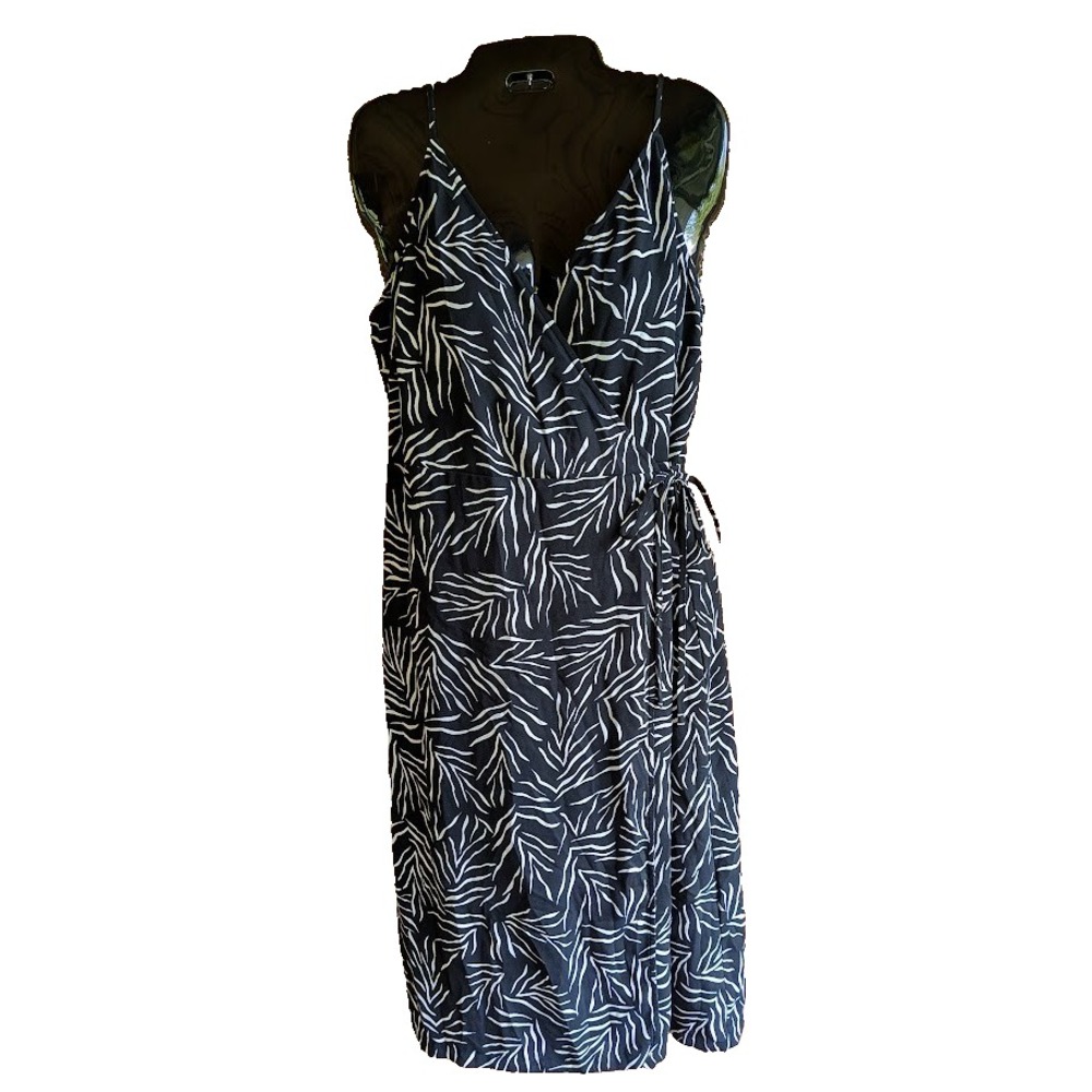 Nine West Wrap Dress L  Sleeveless Tropical Hawaiian Summer Resort Beach Coastal